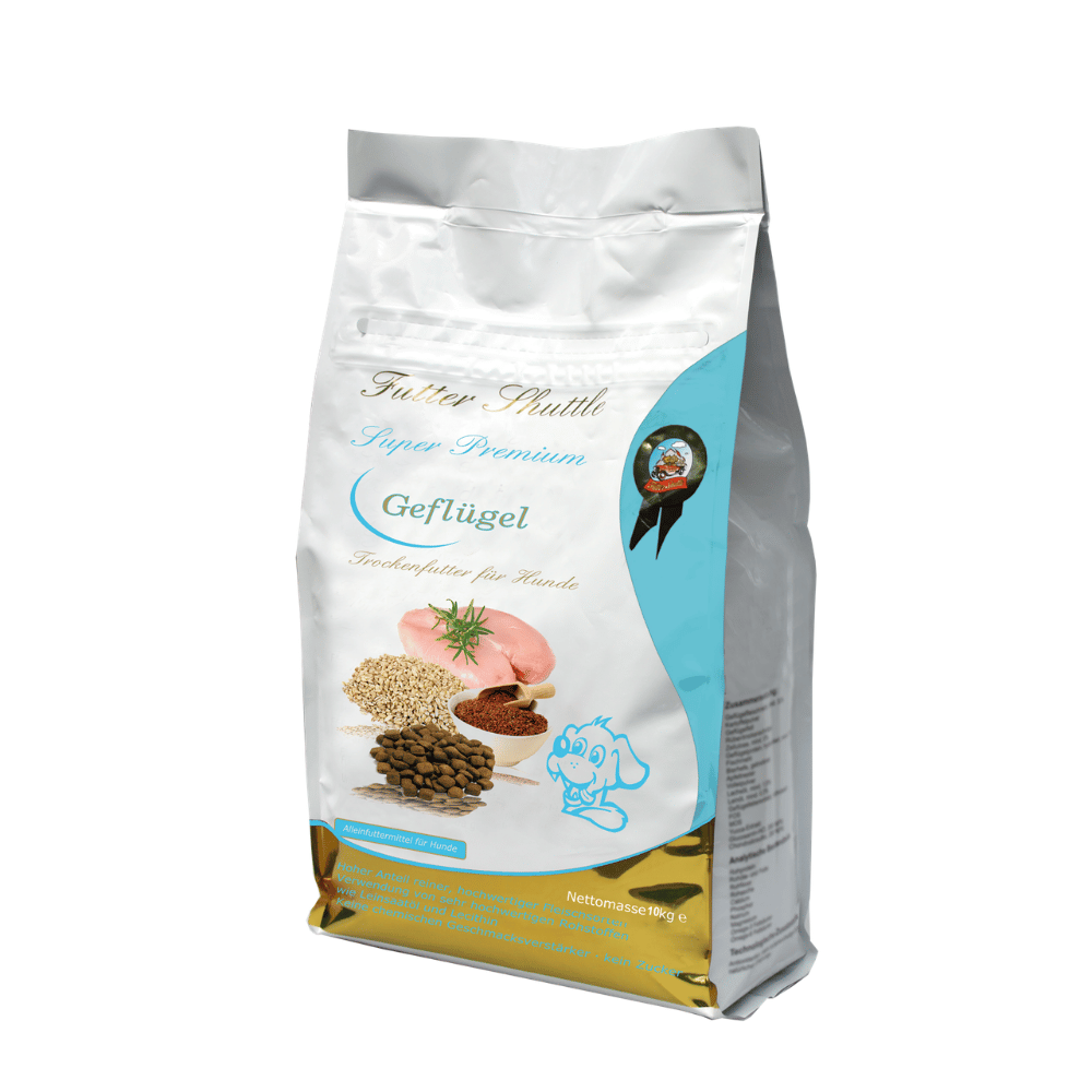 Trockenfutter für Hunde mit Geflügel in Super Premium Qualität. Spitzenqualität von Futter Shuttle in Vers. Größen