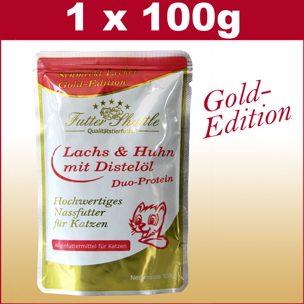 Katzenfutter Nassfutter Gold Editon  Mit Lachs & Huhn Pur und Di