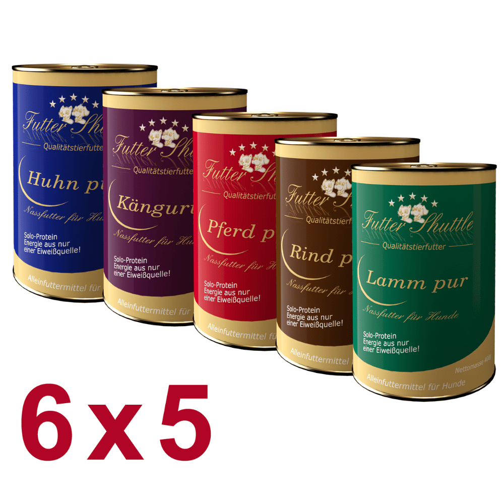 Allergiker Hunde Nassfutter getreidefrei – Monoprotein Sparpaket 30 × 400 g | Alleinfuttermittel