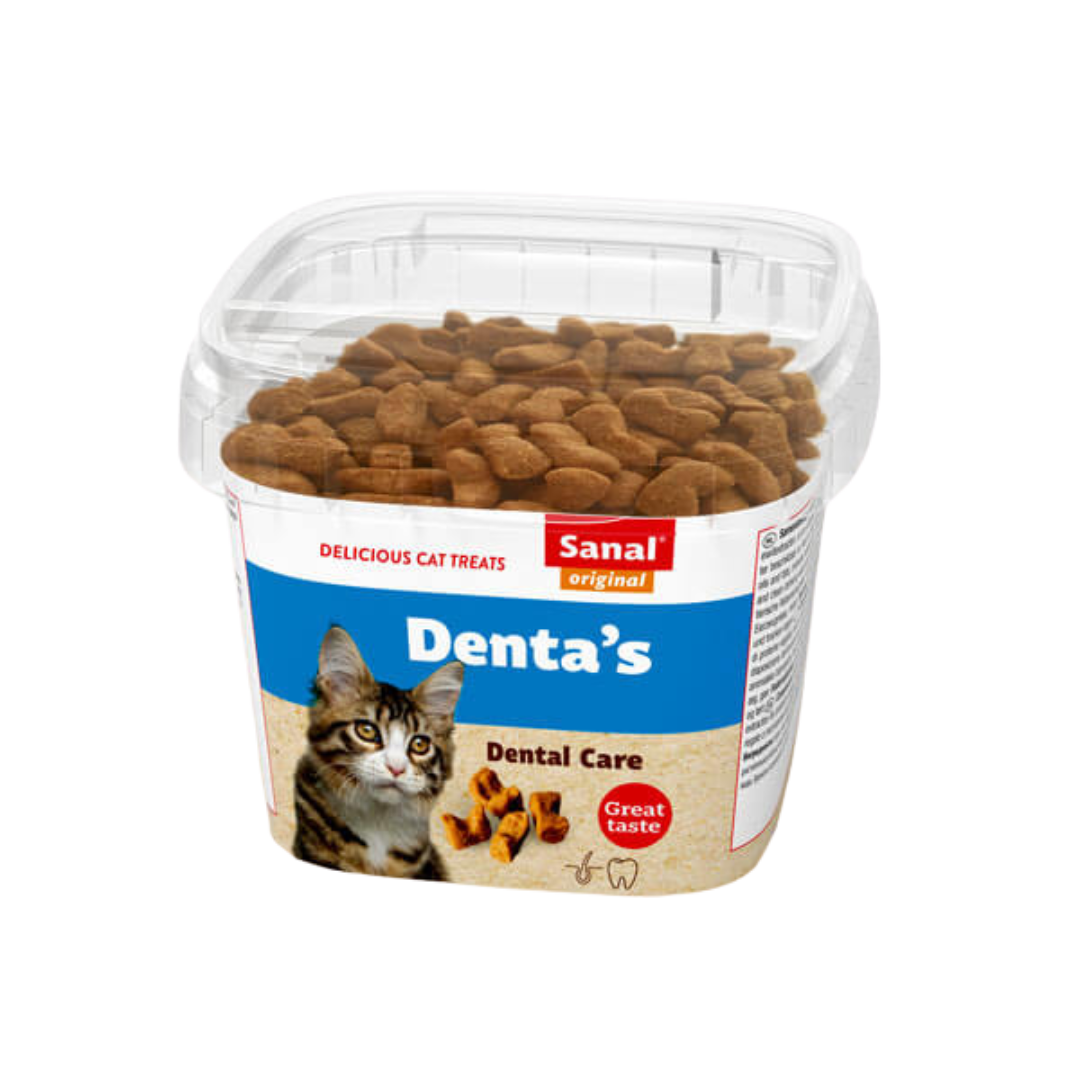 Katzen Snack Denta's - Für Zahnfleisch und Zähne - in der wiederverschließbaren 75g Box