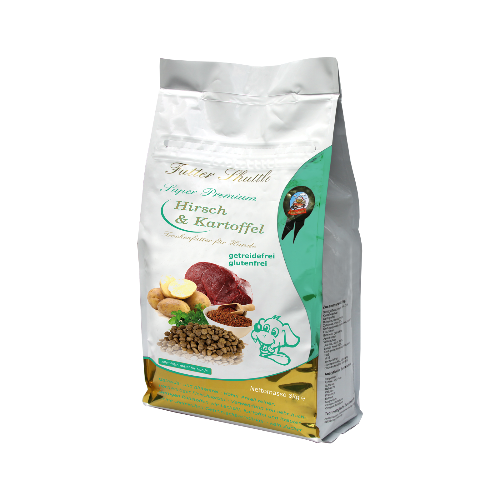 Hundefutter Trockenfutter Getreidefrei mit Hirsch & Kartoffel 3 kg