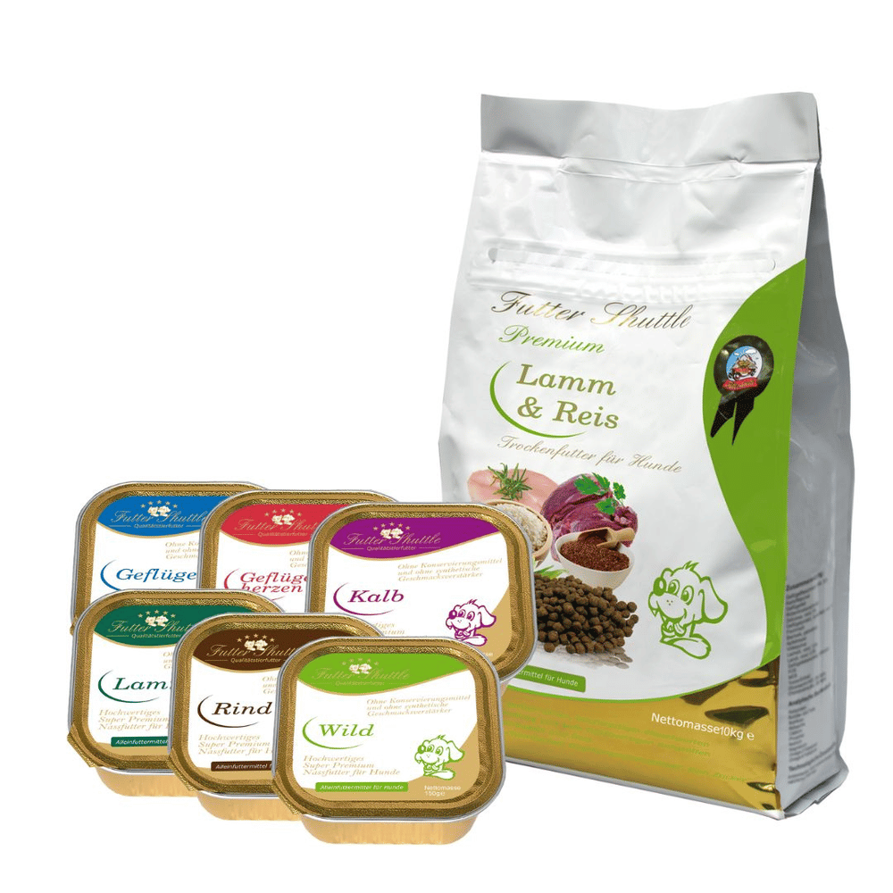 Angebot Hundefutter Sparpaket – Lamm & Reis Sensitiv Trockenfutter + Nassfutter Mix – 10 kg + 18 × 150 g