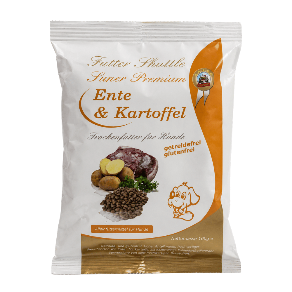 Getreidefreies Hunde Trockenfutter Probierpaket – Ente, Hirsch & Plus 15 – 9 × 100 g