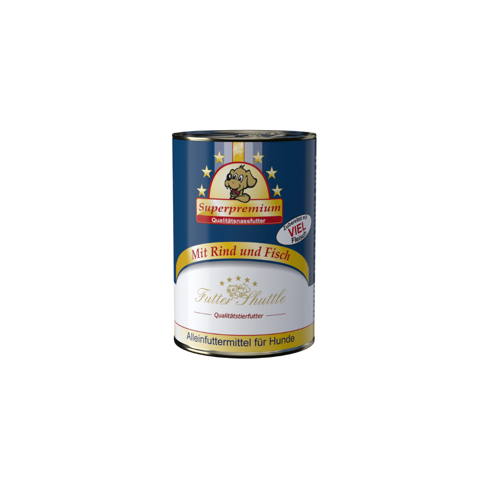 Hunde Nassfutter - Rind mit Fisch 400g oder 800g - Hochwertiges Hundefutter Nassfutter von Futter Shuttle