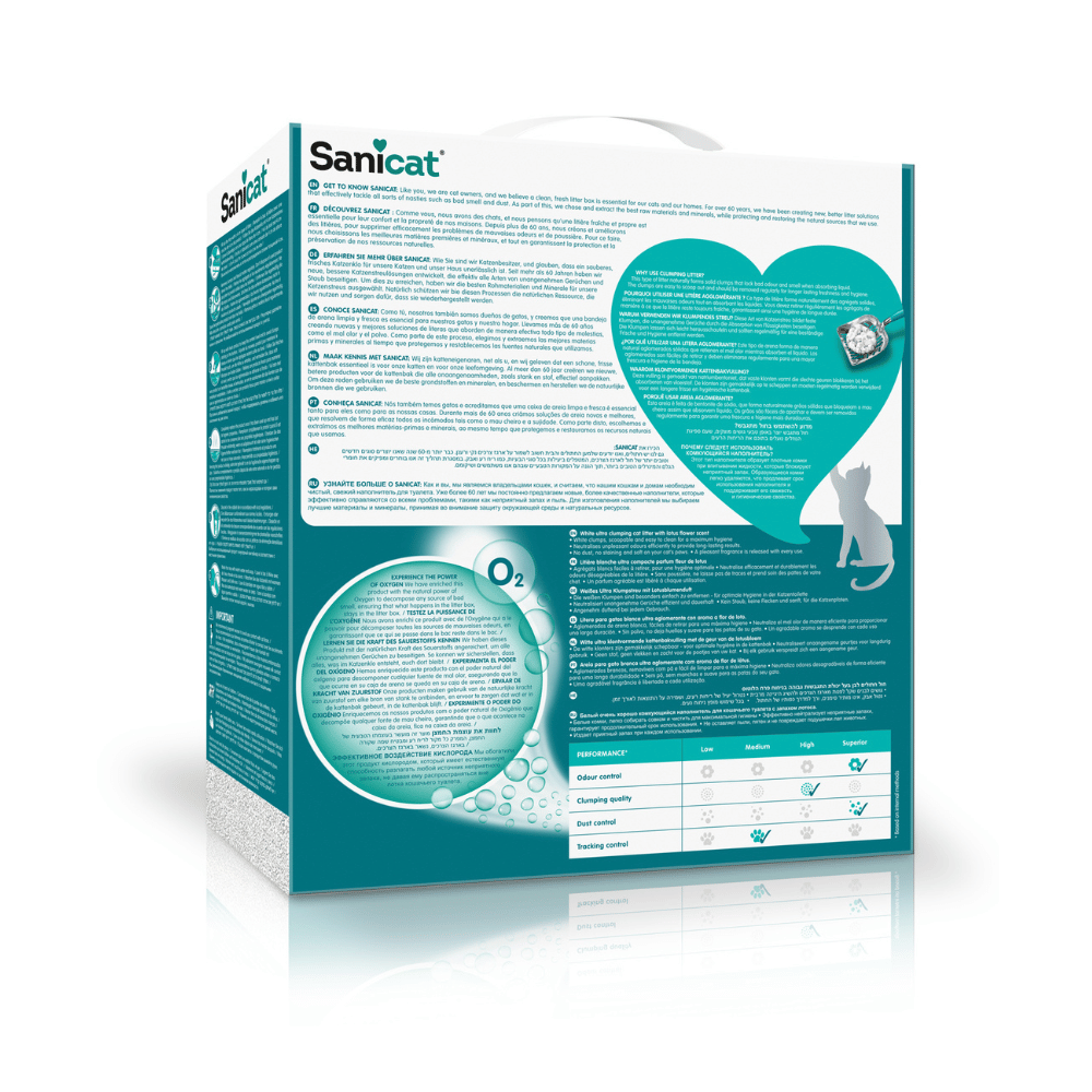 Sanicat Sani & Clean Oxygen Katzenstreu klumpend – Ultraweißes Bentonit, 10 Liter