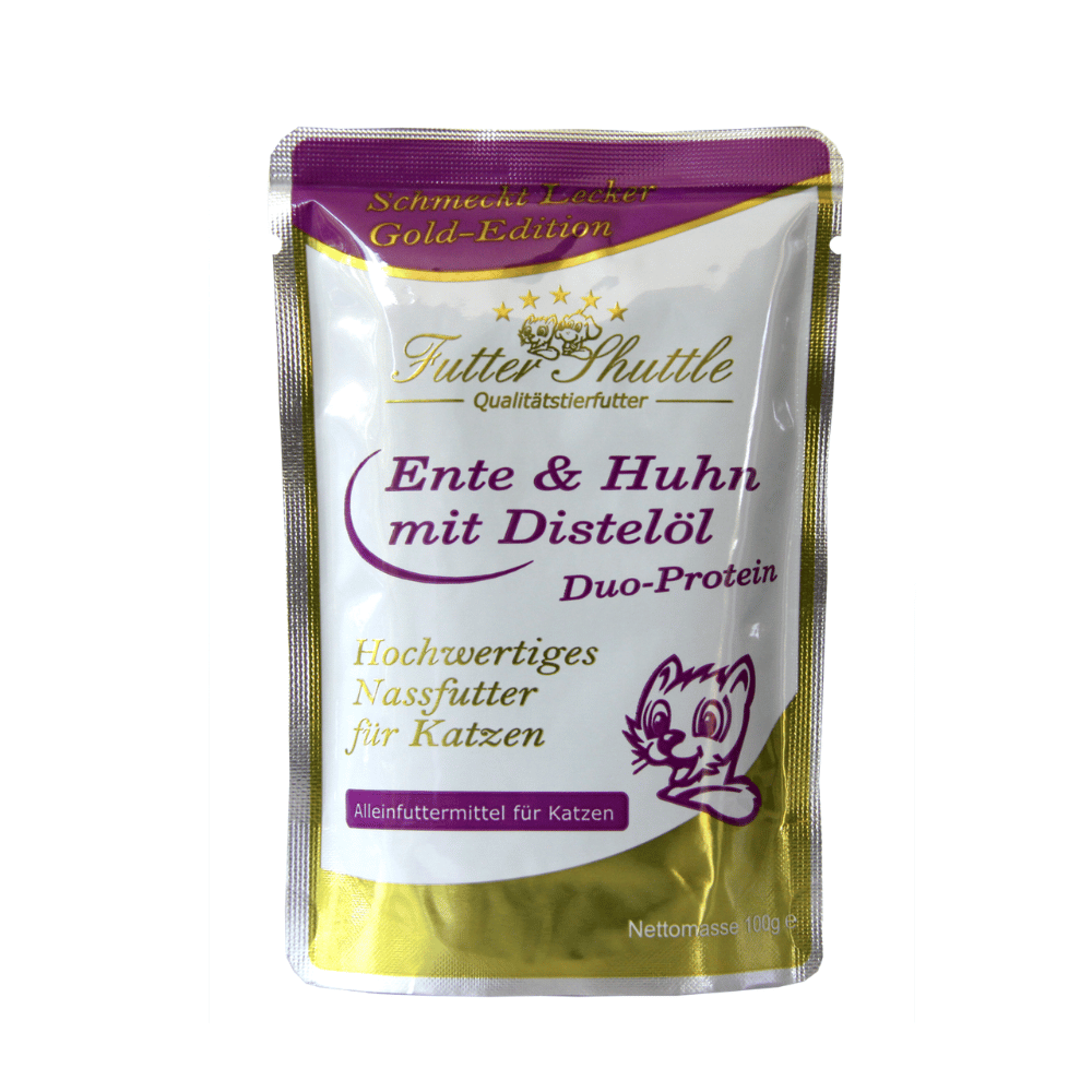Katzen Nassfutter Gold Edition Ente & Huhn – Hochwertiges Nassfutter im Frischebeutel