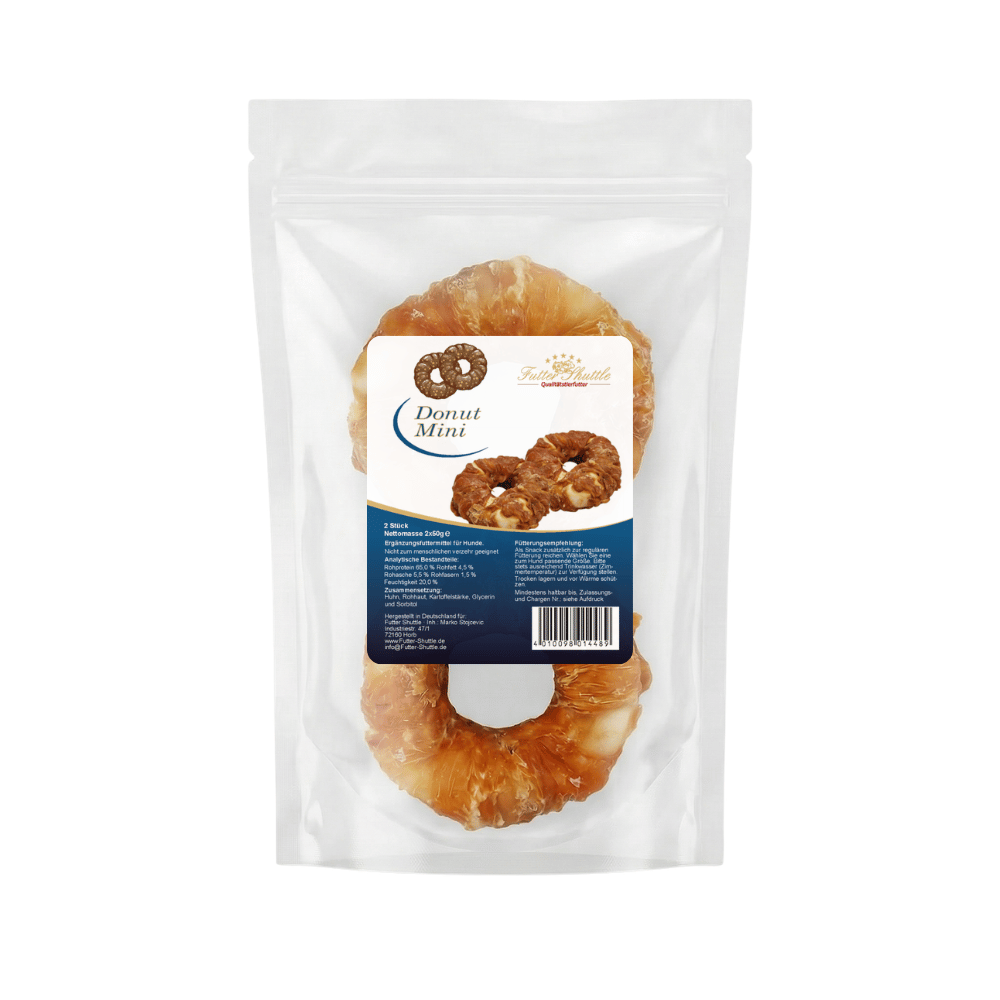 Rinderkopfhaut Donut Mini – 2 × 50 g mit Huhn