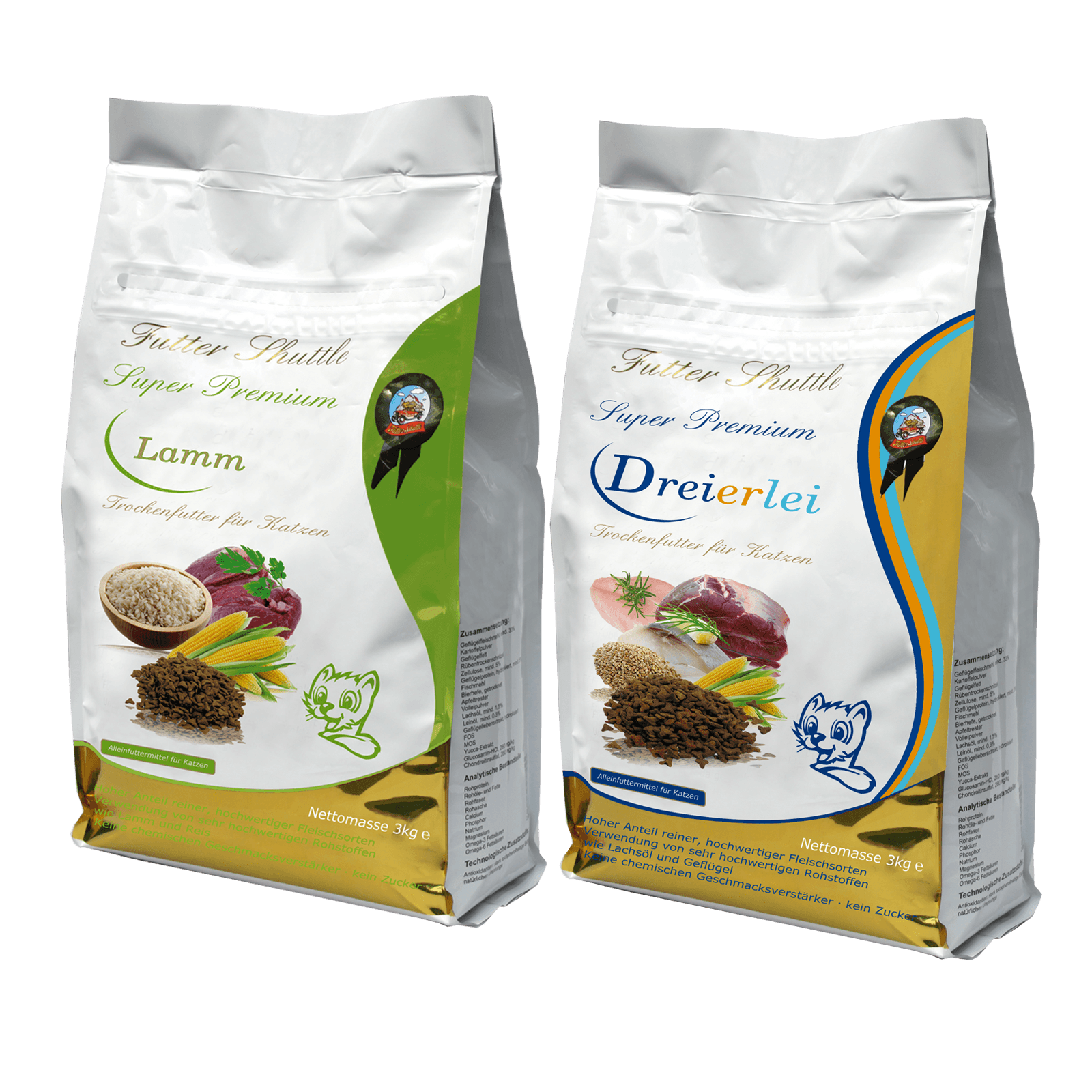 Angebot Trockenfutter für Katzen – 2 × 3 kg Lamm & Dreierlei Sparpaket