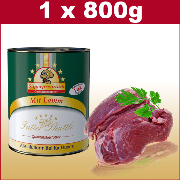 Hochwertiges Nassfutter für Hunde | Lamm 800g