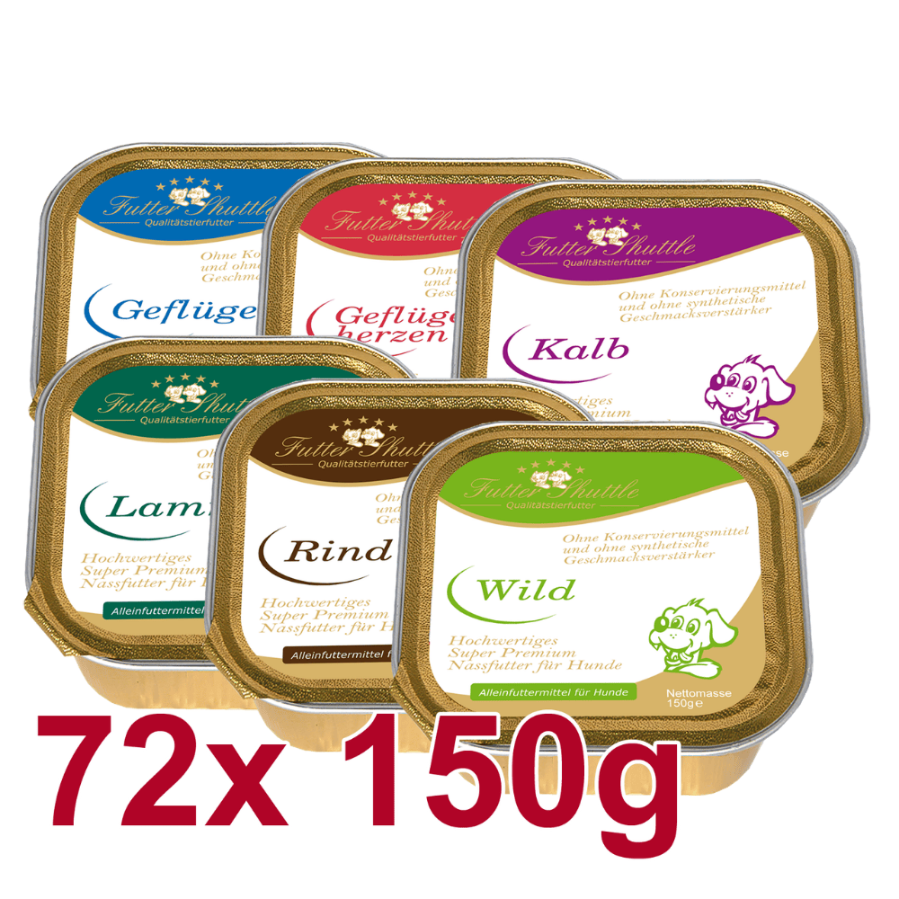 Angebot Hundefutter Nass XL Sparpaket – 72 × 150 g Fleischmenü Mix