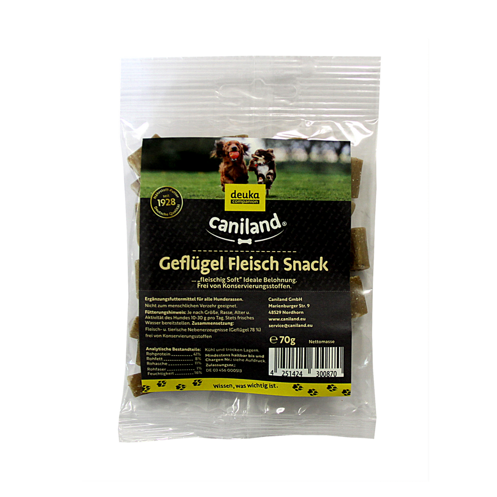 Geflügel Fleisch Snack | Hundeleckerlies als Snack mit Geflügel und der bekömmlichen Kartoffel | 70g