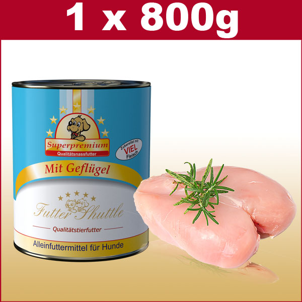 Hochwertiges Hundefutter Nassfutter | 800g Dose mit Geflügel