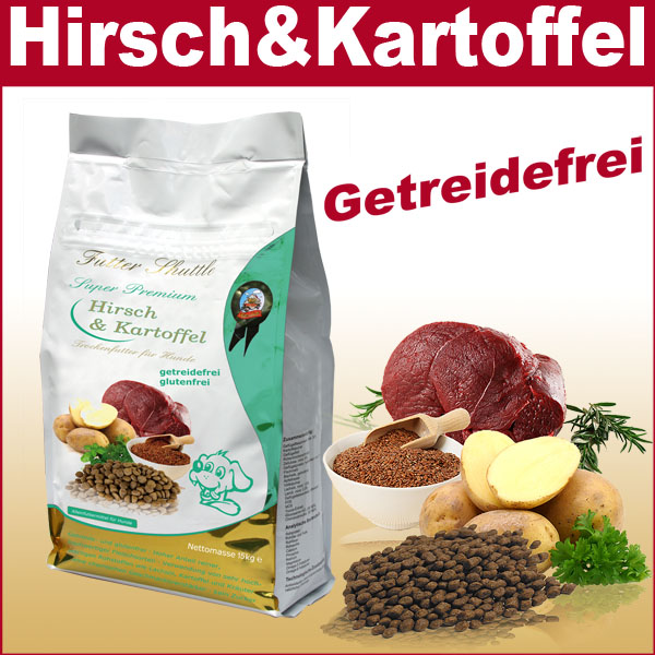  Hirsch & Kartoffel - Hundefutter Trockenfutter Getreidefrei. Sehr Hochwertiges und getreidefreies Trockenfutter für Hunde