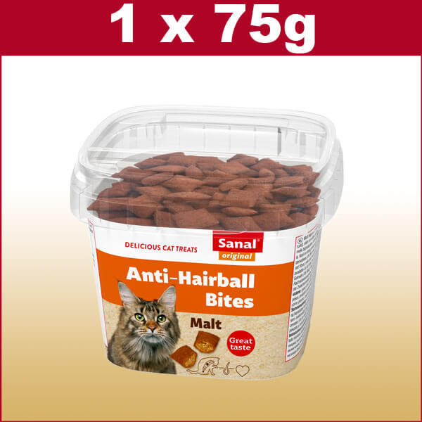 Katzen Snack  Anti Hairball Bites  im praktischen 75g Beche