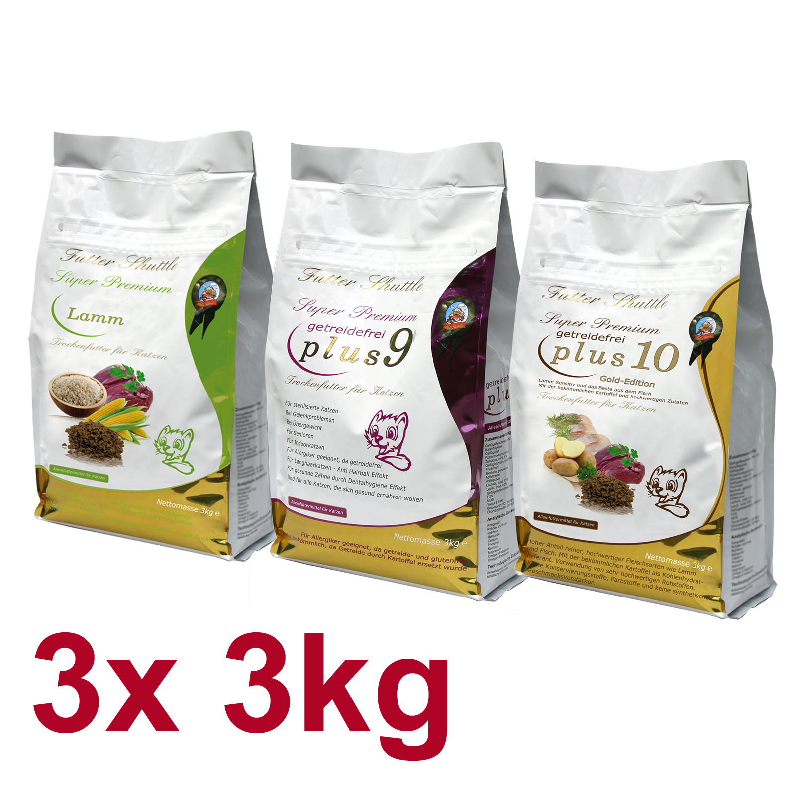 Sparpaket Katzenfutter. Sparpaket Katzen Trockenfutter. 3x3kg