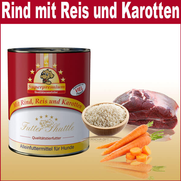 Auswahl Hundefutter Nass | Rind mit Reis und Karotten 400g oder 800g -  Hochwertiges Hundefutter Nass