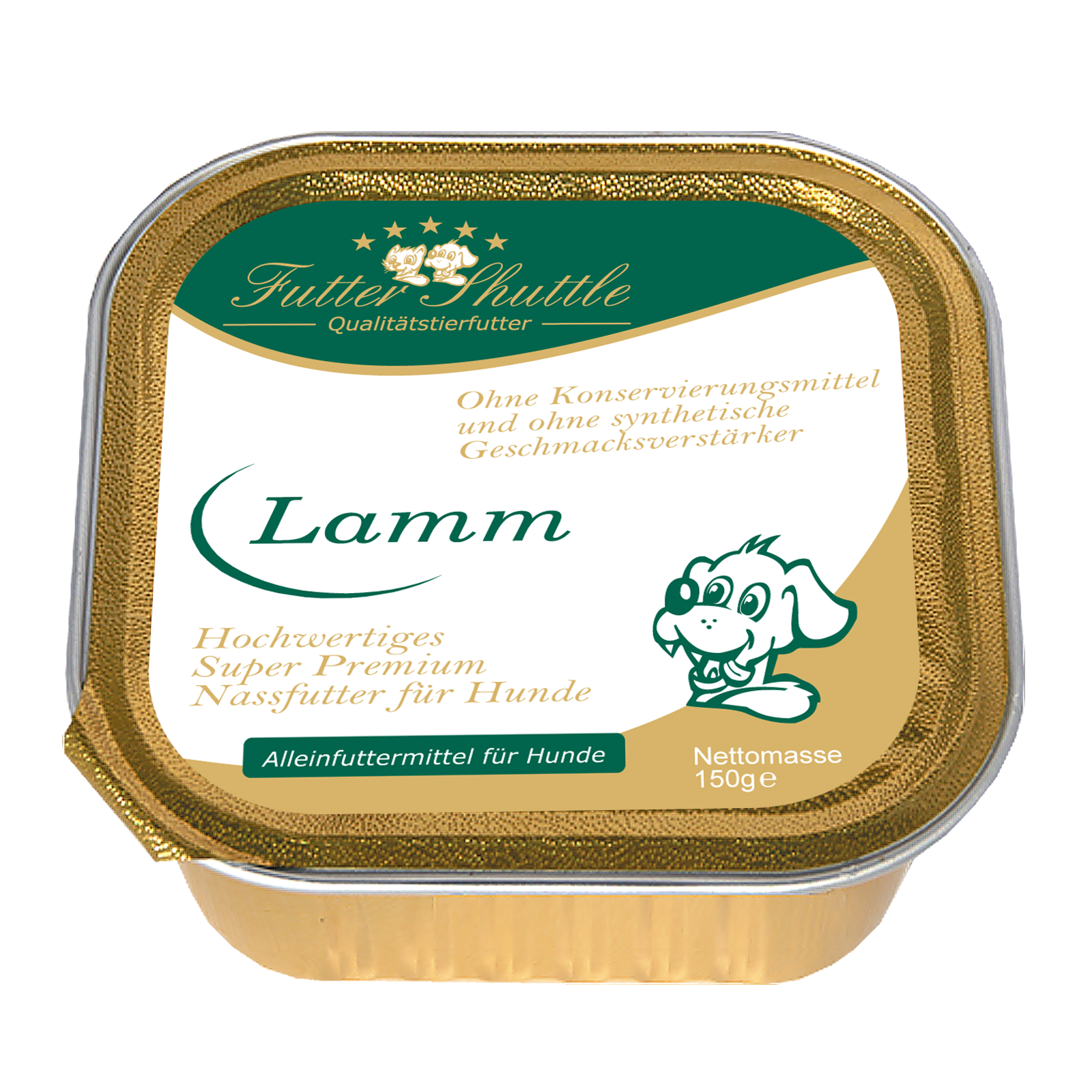 Hochwertiges Hunde Nassfutter mit Lamm. Super Premium Nassfutter der höchsten Güte in praktischer 150g Schale